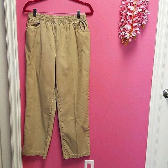 Beige 🤎💛 Elastic Waistband Beige Pants Black Size M - Picture 1 of 10